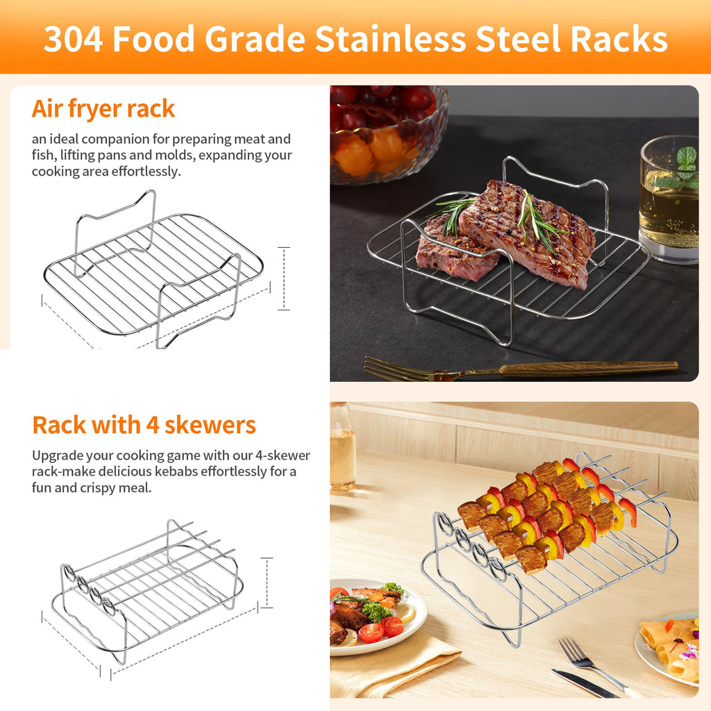 Accessoires air fryer pour Ninja, compatible avec ninja AF400EU AF500EU AF300EU 7.6L-10.4L Friteuse à Air,comprennent Moule Silicone, Plaques cuisson, Grilles, Moule Gateau, Flacon pulvérisateur etc