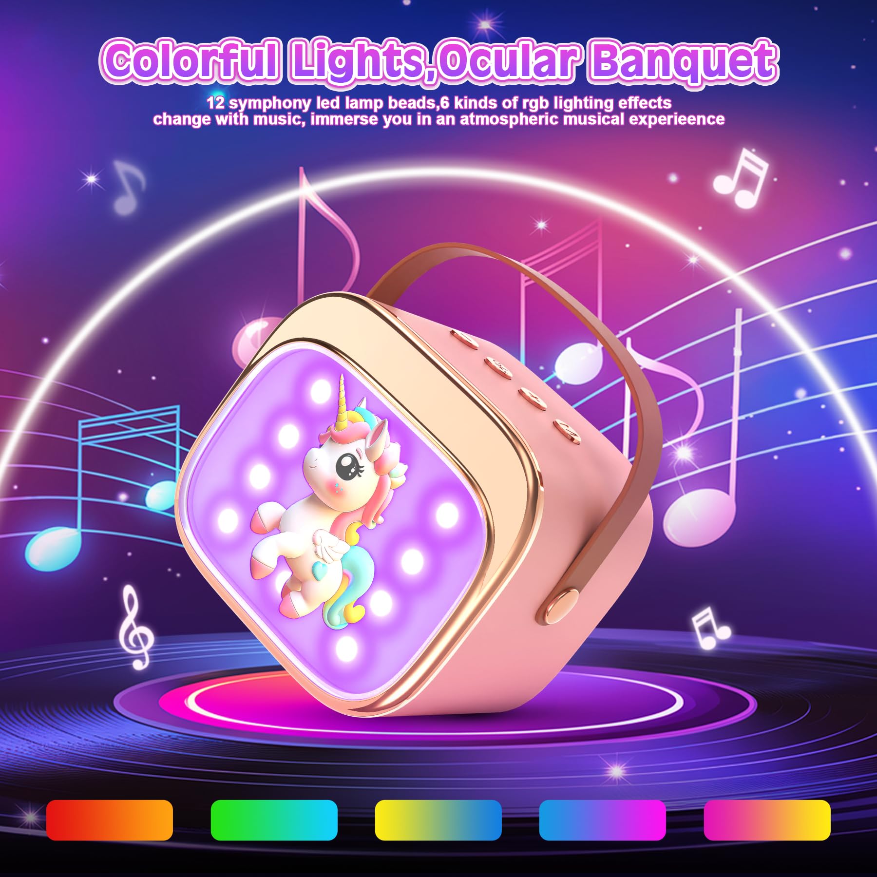 LUVTOY Machine Karaoke Enfant avec 2 Micros Enfants: [Personnalisation Exclusive] - Karaoké pour Enfants - Jouet Fille 3-10 Ans - Cadeau Paques Fille 3-12 Ans - Micro Enfant pour Chanter Jouet