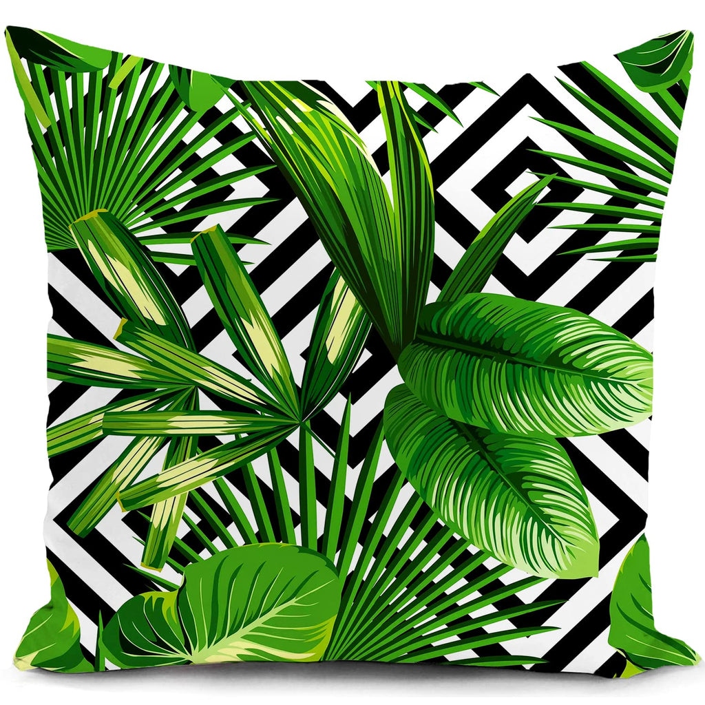 Housse Coussin Exterieur 40x40cm Feuilles Vertes Vert Tropical Salon de Jardin Exterieur Deco pour canapé Deco scandinave Decoration