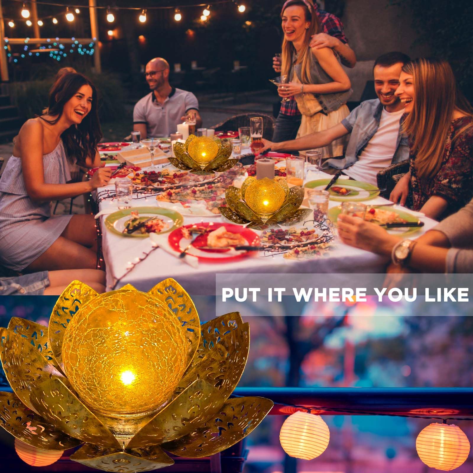 ORHOMELIFE Lampe Solaire Exterieur Lotus Décoration de Jardin Deco Jardin Exterieur Lumière Chaude Jardin Lampe Solaire LED pour Chemin de Pelouse, Patio, Balcon