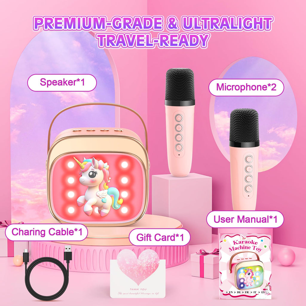 LUVTOY Machine Karaoke Enfant avec 2 Micros Enfants: [Personnalisation Exclusive] - Karaoké pour Enfants - Jouet Fille 3-10 Ans - Cadeau Paques Fille 3-12 Ans - Micro Enfant pour Chanter Jouet