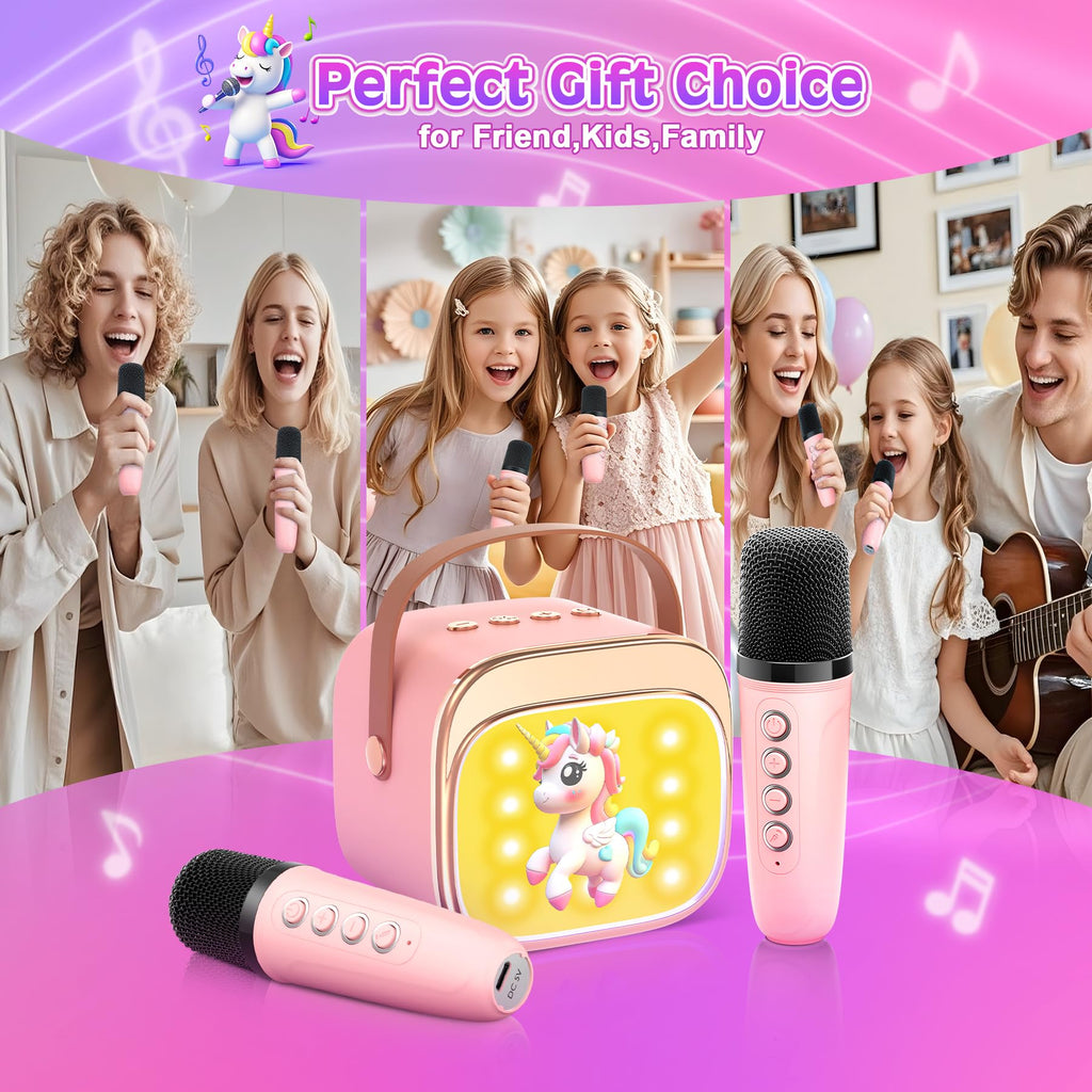 LUVTOY Machine Karaoke Enfant avec 2 Micros Enfants: [Personnalisation Exclusive] - Karaoké pour Enfants - Jouet Fille 3-10 Ans - Cadeau Paques Fille 3-12 Ans - Micro Enfant pour Chanter Jouet