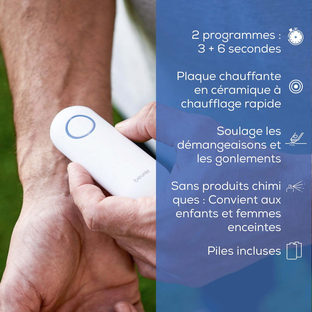 Beurer BR 60 Dispositif soulageant les piqûres et morsures d'insectes, stylo réduit la démangeasion et le gonflement, anti moustique, sans substance chimique, petit et pratique