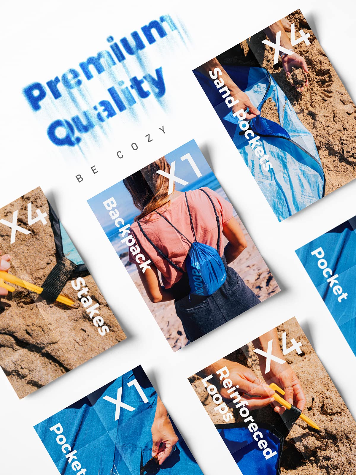 OCOOPA Couverture de Plage 210 x 200cm Grande, imperméable, Anti Sable, Couverture de Pique-Nique, pour Le Voyage, Le Camping, Les Vacances, etc.