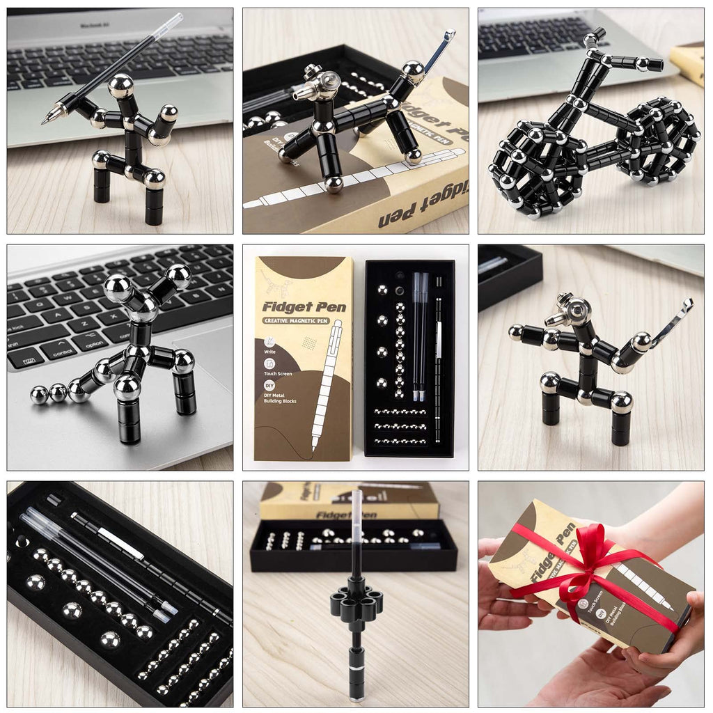 Tigerhu Stylo Magnétique, Stylo à Bille Stylomagnet, Strato Pen, Fidget Pen, Créatifs Drôle Stylo,Stylo Aimanté Magnétique, Cadeau de Fête des Pères