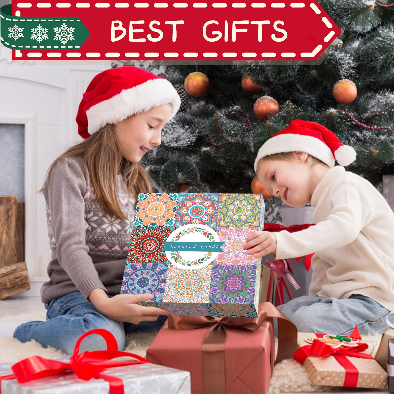 VIPNAJI Bougie Parfumée Ensemble Cadeau 9 Pièces, en Cire De Soja Naturel en Portable, pour L'aromathérapie Mariage Bath Yoga Cadeau de Fête des Mères, La Saint Valentin et Noël,Décor