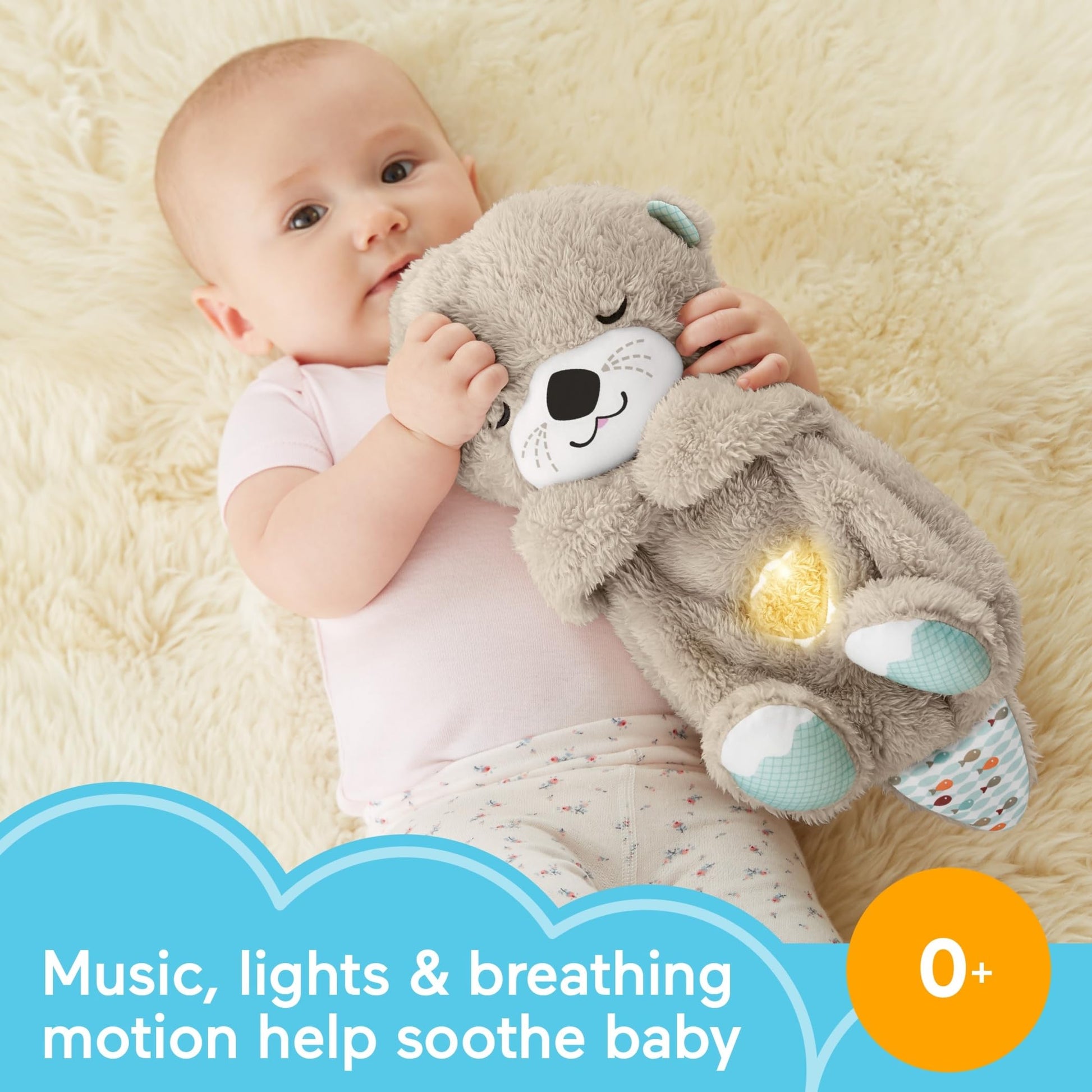 Fisher-Price Ma Loutre Câlins Bonne Nuit Peluche | Peluche Veilleuse Bébé Musicale et Lumineuse | Veilleuse Doudou Bruit Blanc Bébé | Cadeau Naissance Fille et Garçon Nouveau né, FXC66