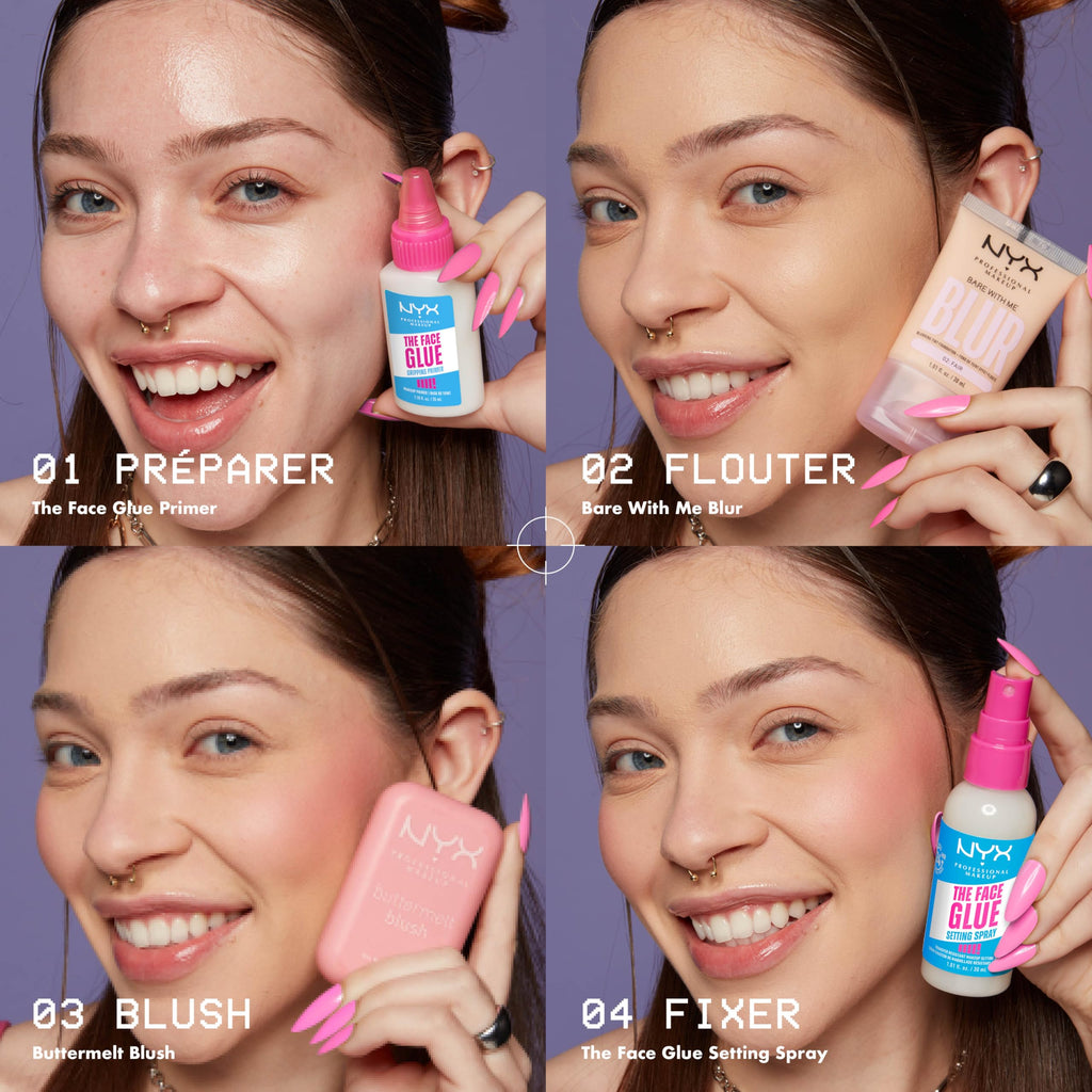 NYX Professional Makeup - Primer Fixant - Fixe le Maquillage et Hydrate la Peau - Tenue Longue Durée 24H - Formule Vegan - The Face Glue Primer - 35ml