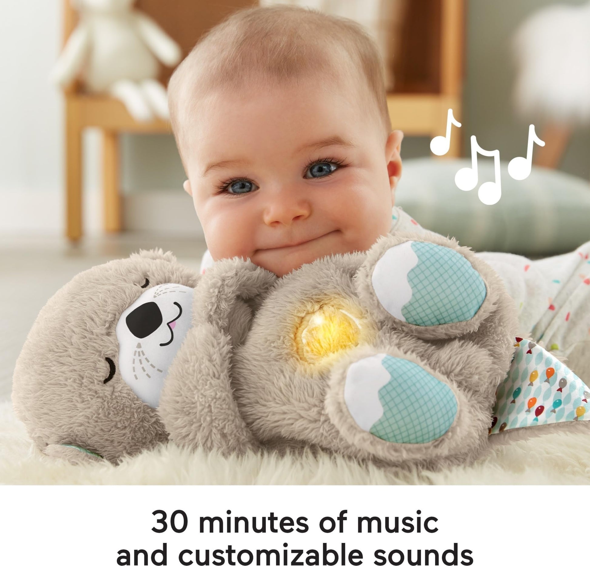Fisher-Price Ma Loutre Câlins Bonne Nuit Peluche | Peluche Veilleuse Bébé Musicale et Lumineuse | Veilleuse Doudou Bruit Blanc Bébé | Cadeau Naissance Fille et Garçon Nouveau né, FXC66