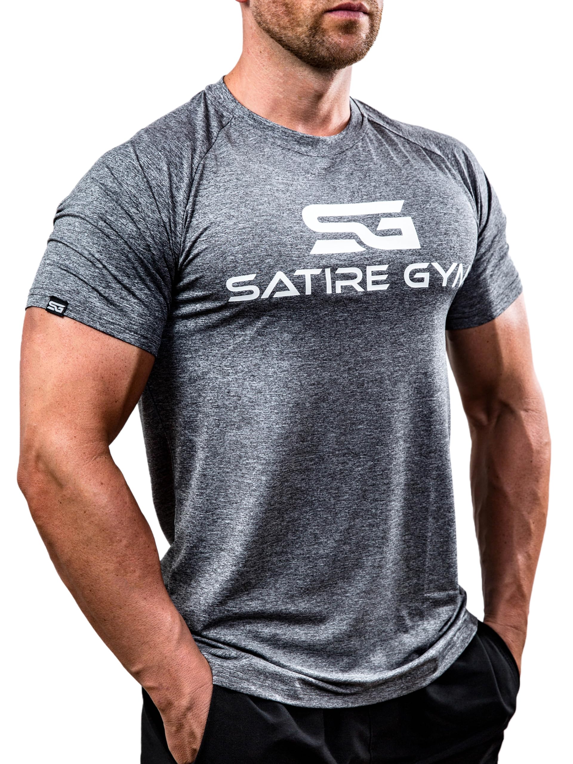 Satire Gym - T-Shirt Slim Fit Homme pour Fitness – T-Shirt de Musculation Homme pour la Gym et Le Fitness