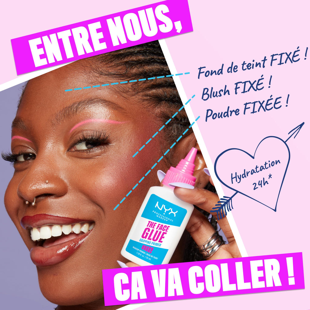 NYX Professional Makeup - Primer Fixant - Fixe le Maquillage et Hydrate la Peau - Tenue Longue Durée 24H - Formule Vegan - The Face Glue Primer - 35ml