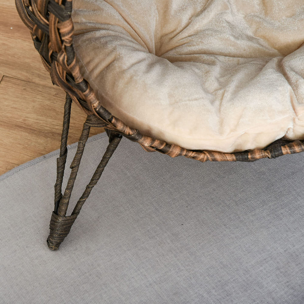 PawHut Panier Chat lit surélevé Chat Cosy Niche Grotte Grand Confort dim. Ø 52 x 58H cm Coussin Moelleux Beige Inclus résine tressée Imitation rotin Marron