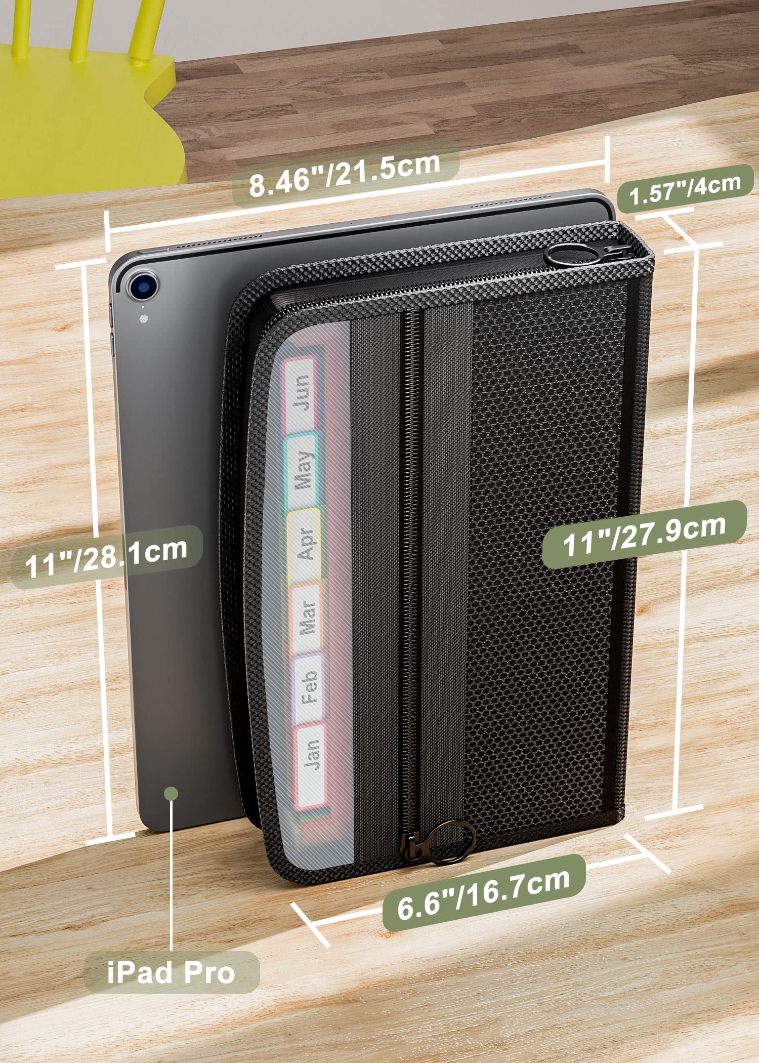 ThinkTex Organisateur de Coupons de ReçUs, 12 Pochettes Trieur, Taille Petit 28 X 15 cm, Fermeture éclair, étiquettes Multicolores